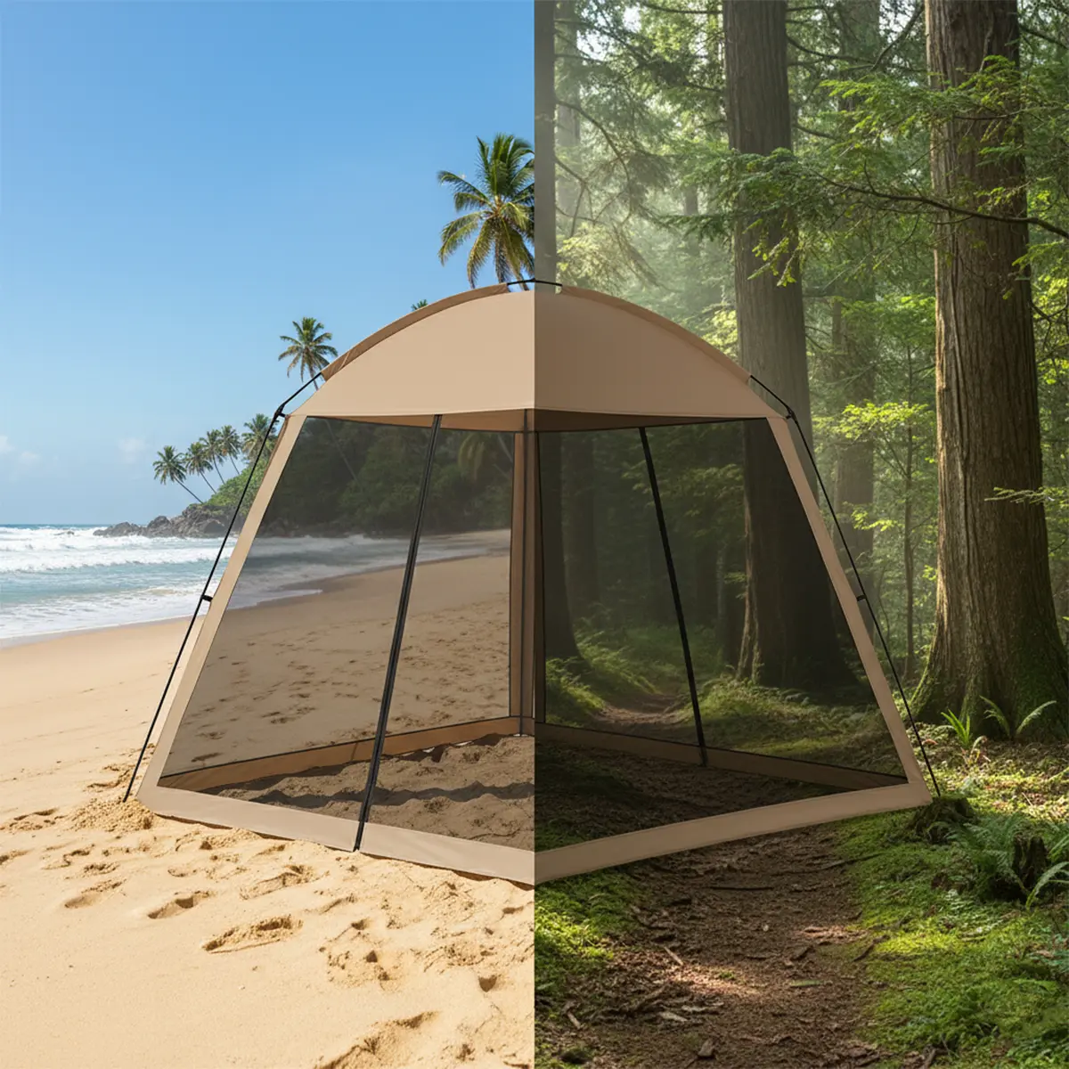 Carpa Gazebo Fácil Armado Dakota Con Mosquitero Ca33-215 Capacidad Para 6 Personas Color Beige