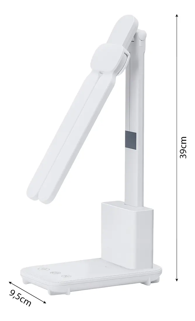 Lampara Velador Vl040 Led Doble Dakota Plegable Mesa Escritorio Flexible Táctil Recargable Lapicero Color Blanco