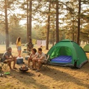 Combo Camping Dakota Carpa 4 Personas Autoarmable 200x200 + Colchon Inflable 2 Plazas Con Almohada Kit Camping Outdoor Verde