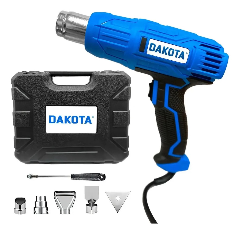 Combo Taladro Destornillador Inalámbrico Dakota 21v + Pistola De Calor 2000w Profesional Con Valija Accesorios Kit Herramientas