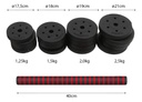 Kit Mancuernas + Pesas Rusas 30kgs Dakota Con Discos Pvc Con Tope A Rosca Negro