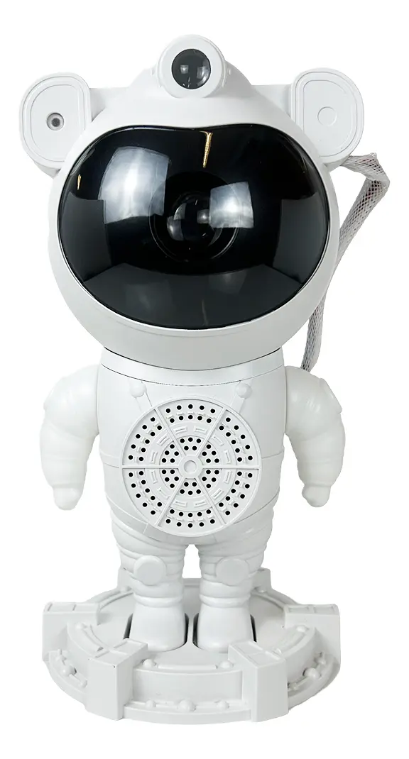 Astronauta Proyector Velador Con Parlante Dakota Galaxia Estrellas Lampara Luz Led Estéreo Control Remoto Estructura Blanca