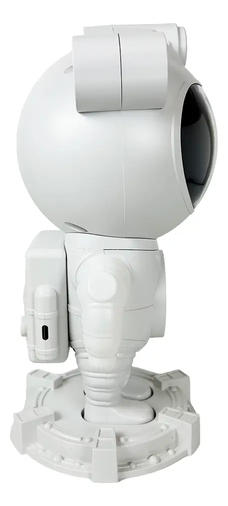 Astronauta Proyector Velador Con Parlante Dakota Galaxia Estrellas Lampara Luz Led Estéreo Control Remoto Estructura Blanca