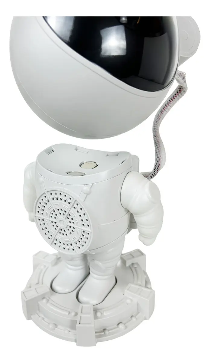 Astronauta Proyector Velador Con Parlante Dakota Galaxia Estrellas Lampara Luz Led Estéreo Control Remoto Estructura Blanca