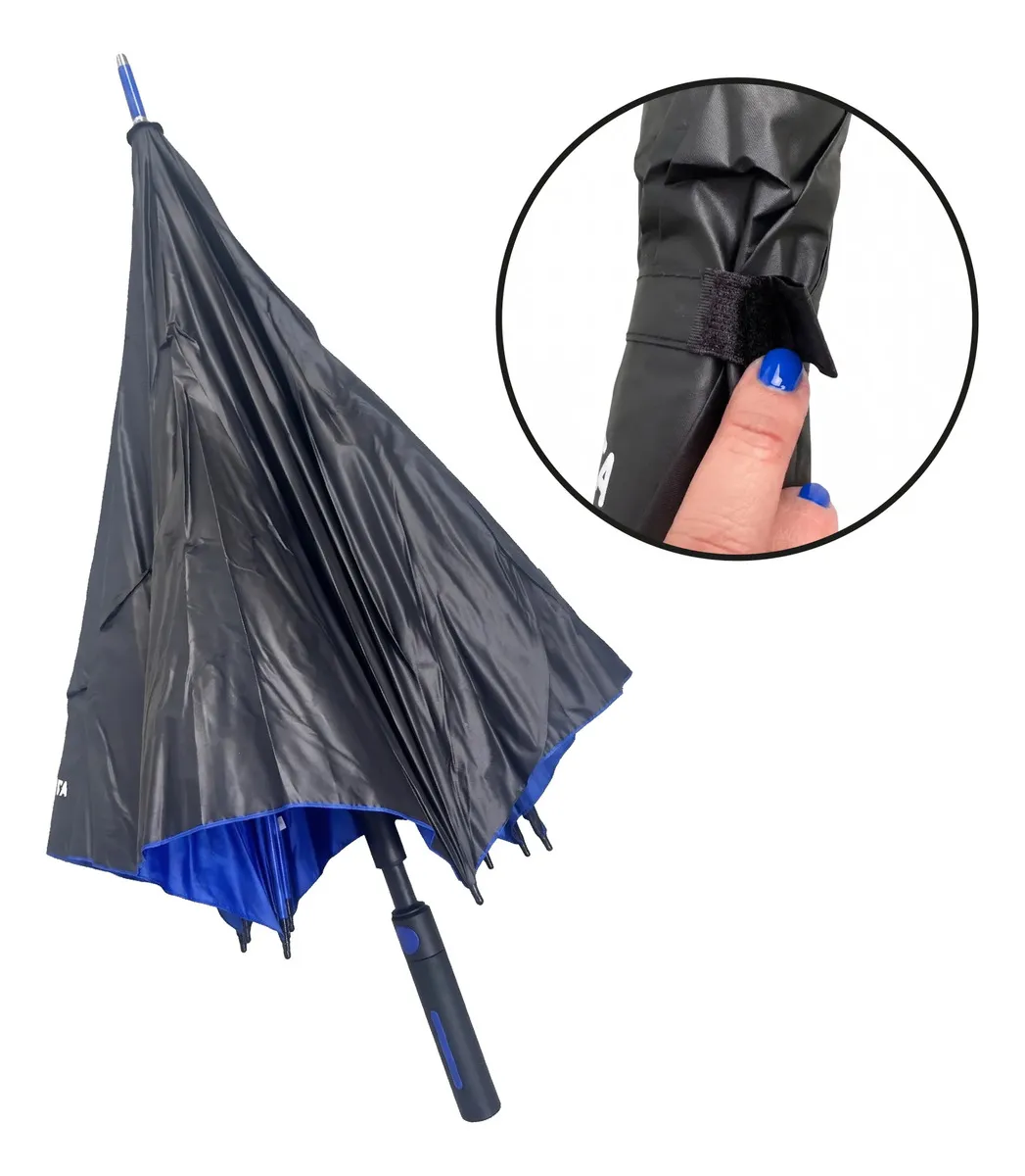 Paraguas Automático Dakota Plegable Reforzado Premium Azul Y Negro