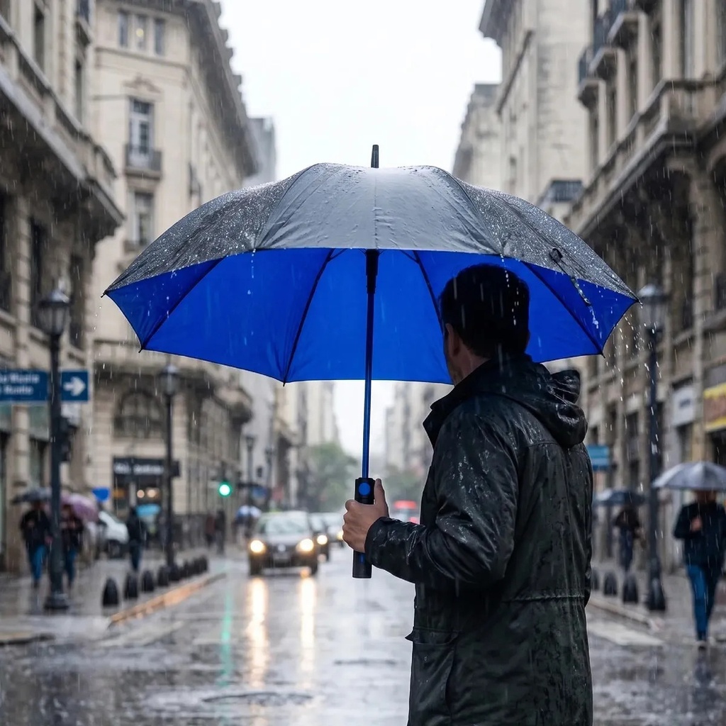 Paraguas Automático Dakota Plegable Reforzado Premium Azul Y Negro