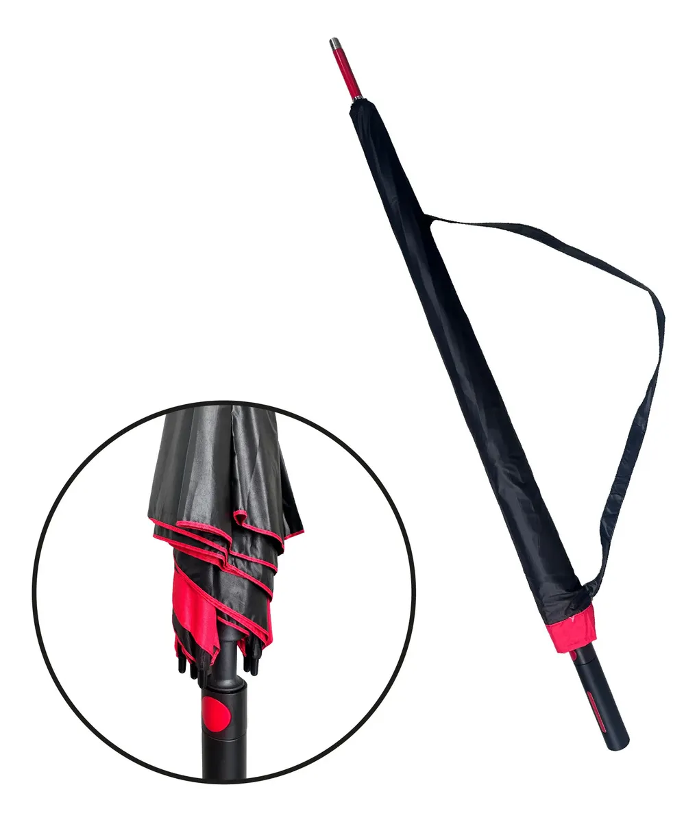 Paraguas Automático Dakota Plegable Reforzado Negro Y Rojo Premium