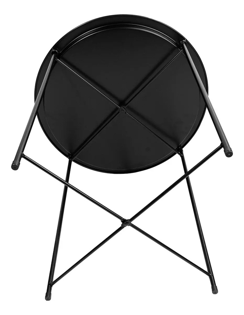 Mesa Ratona Auxiliar Dakota Redonda Plegable Con Bandeja Desmontable Negro