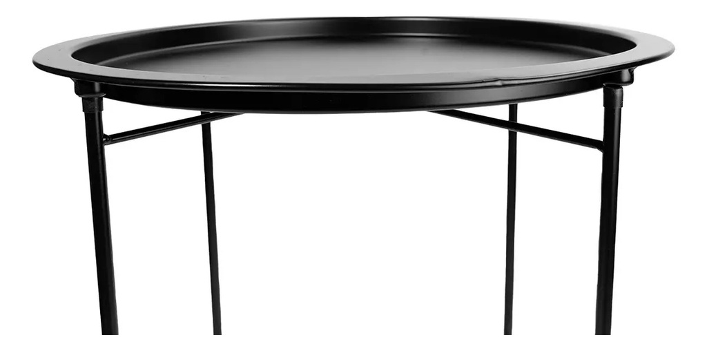 Mesa Ratona Auxiliar Dakota Redonda Plegable Con Bandeja Desmontable Negro