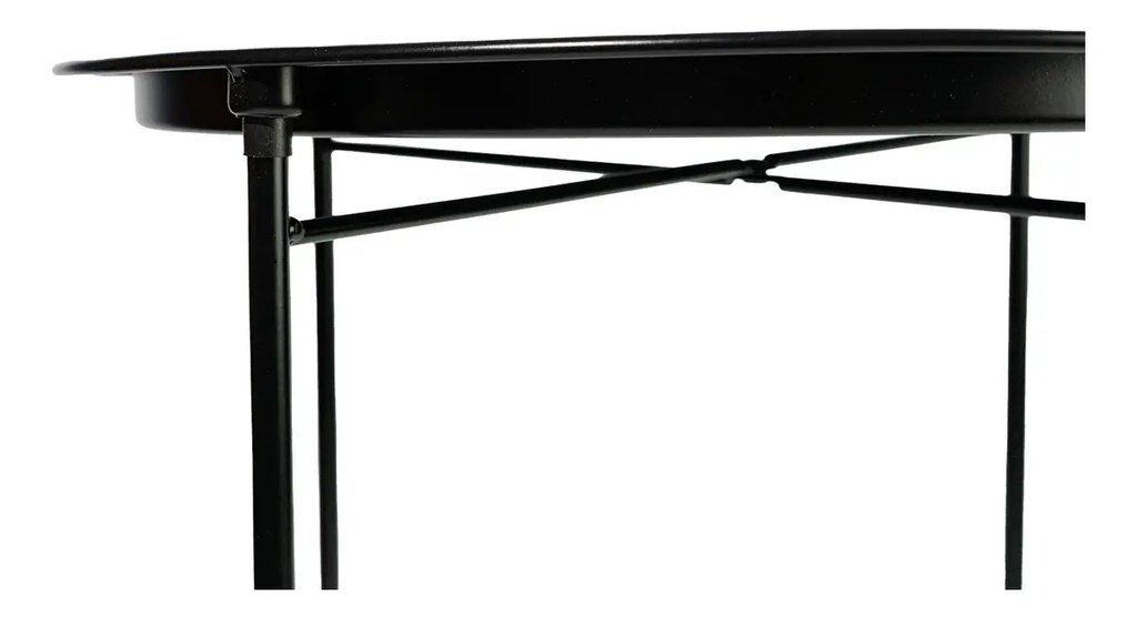Mesa Ratona Auxiliar Dakota Redonda Plegable Con Bandeja Desmontable Negro