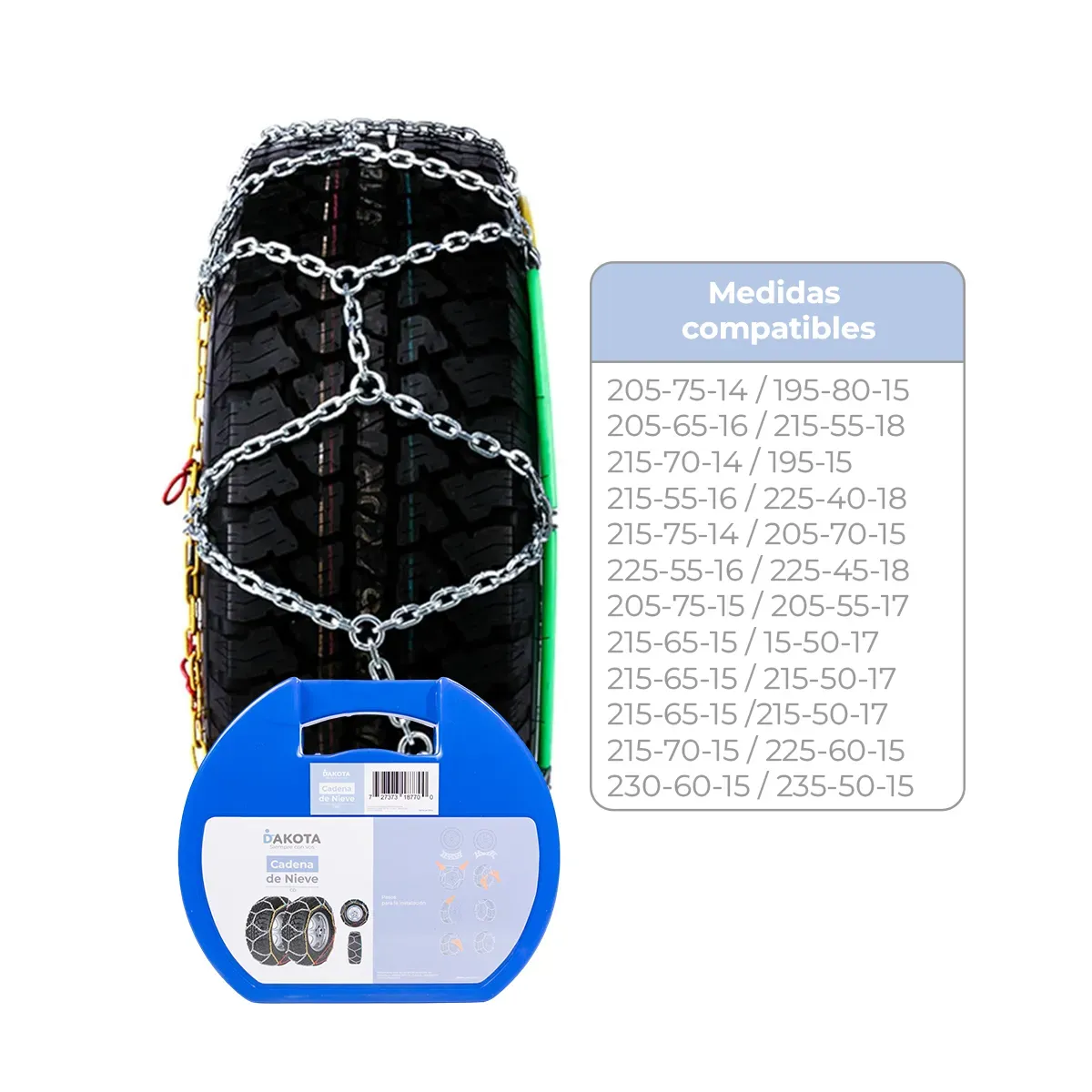 Cadena De Nieve Cd100 Para Auto Antideslizante Alta Resistencia Invierno