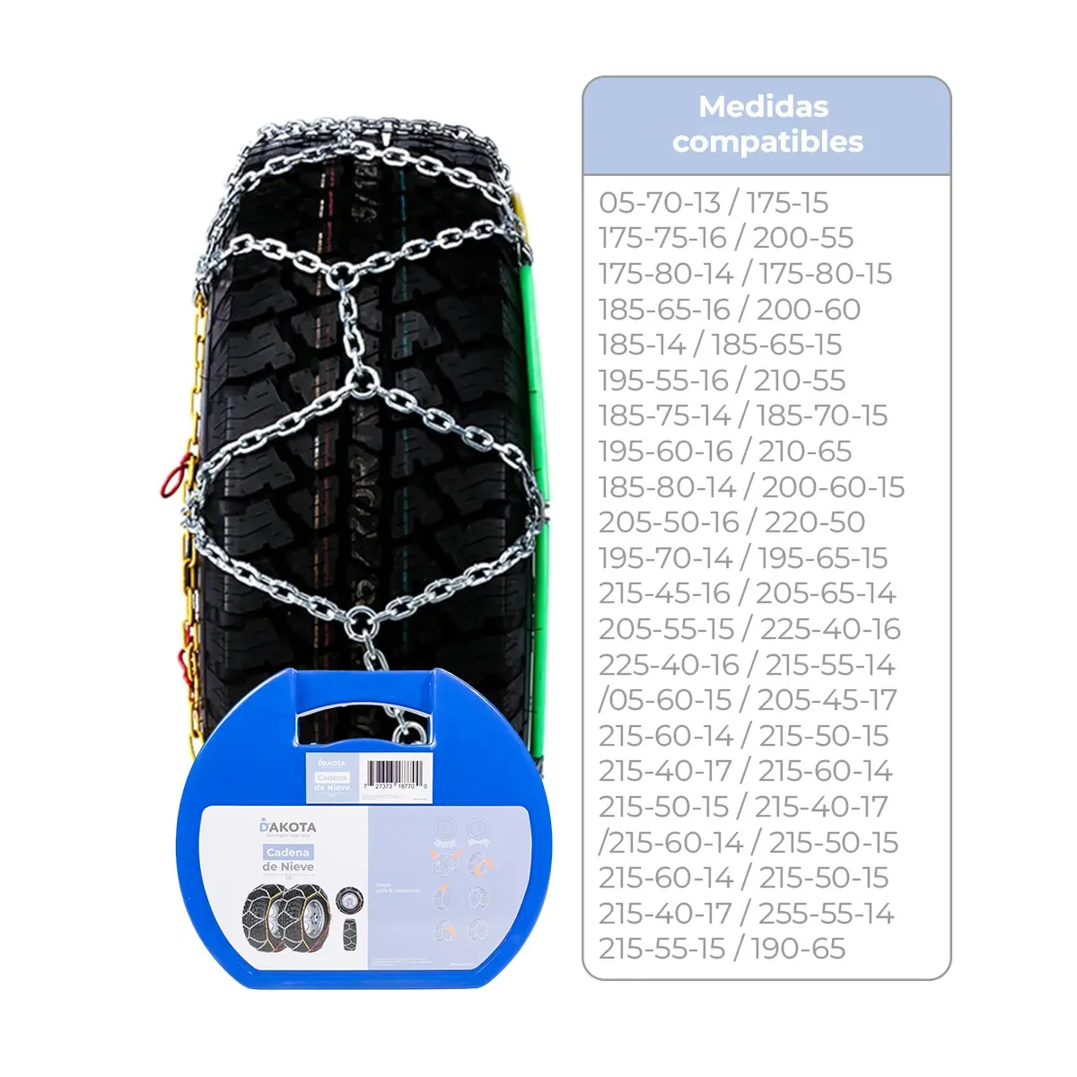Cadena De Nieve Cd80 Para Auto Antideslizante Alta Resistencia Invierno