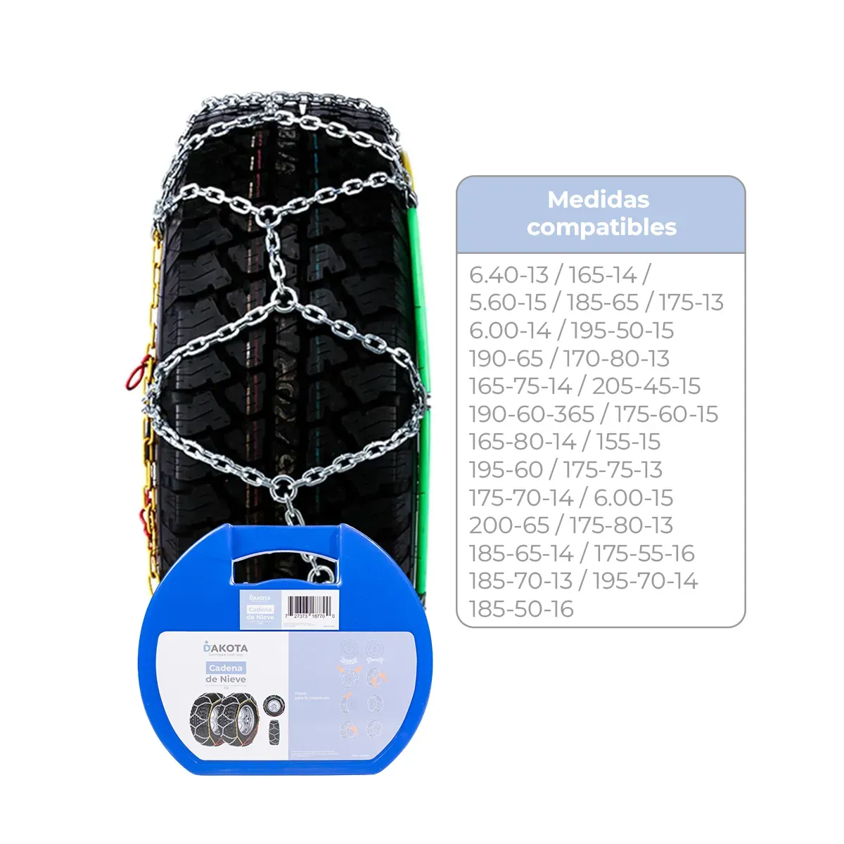 Cadena De Nieve Cd60 Para Auto Antideslizante Alta Resistencia Invierno