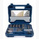 Taladro Atornillador Inalámbrico Dakota 21v + Kit 82 Piezas Mechas Puntas Maletín Hogar Profesional Azul