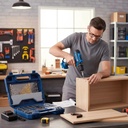 Taladro Atornillador Inalámbrico Dakota 21v + Kit 82 Piezas Mechas Puntas Maletín Hogar Profesional Azul