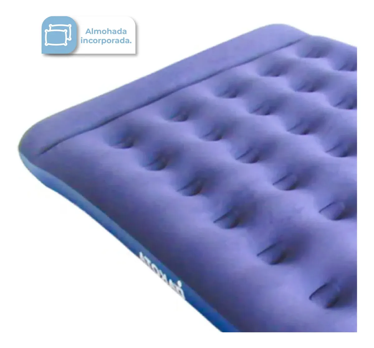 Colchón Inflable 2 Plazas Dakota Con Almohada Incorporada Color Azul, De Pvc Resistente