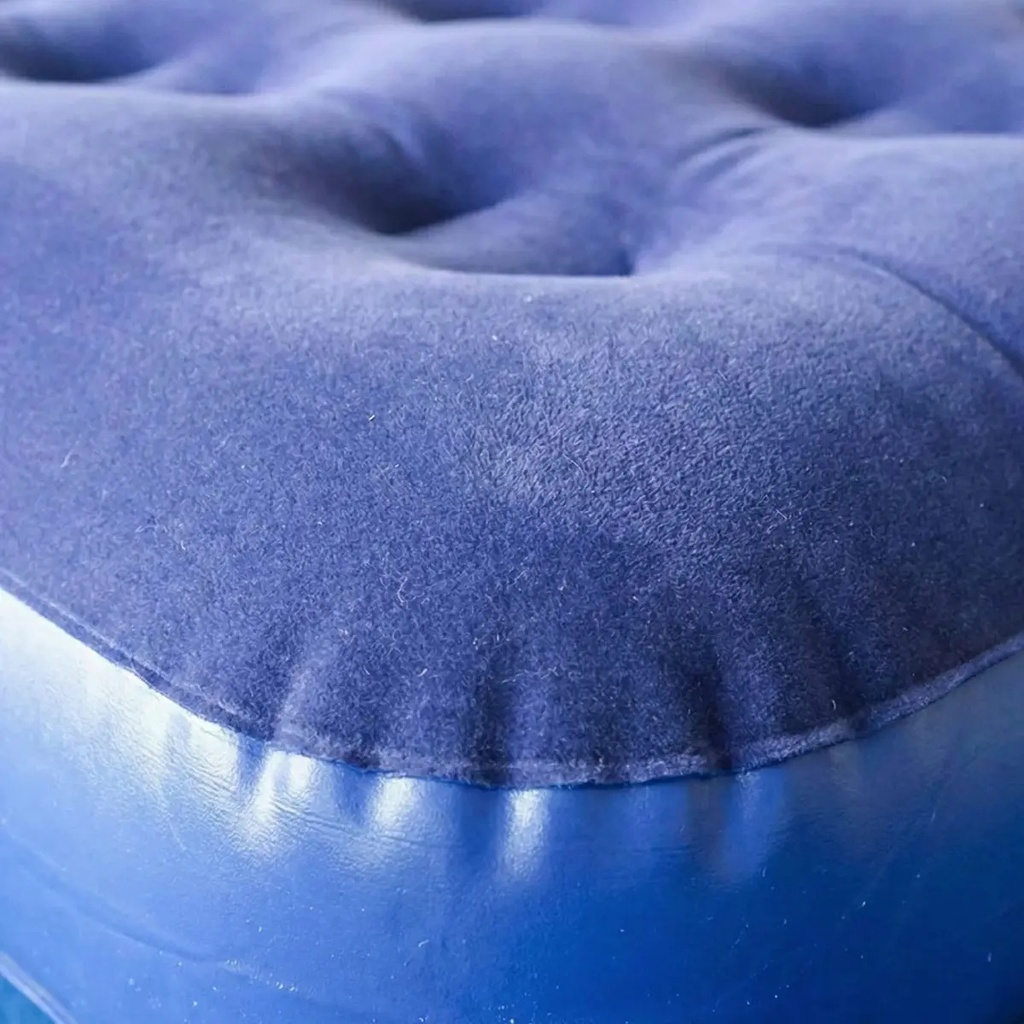 Colchón Inflable 2 Plazas Dakota Con Almohada Incorporada Color Azul, De Pvc Resistente