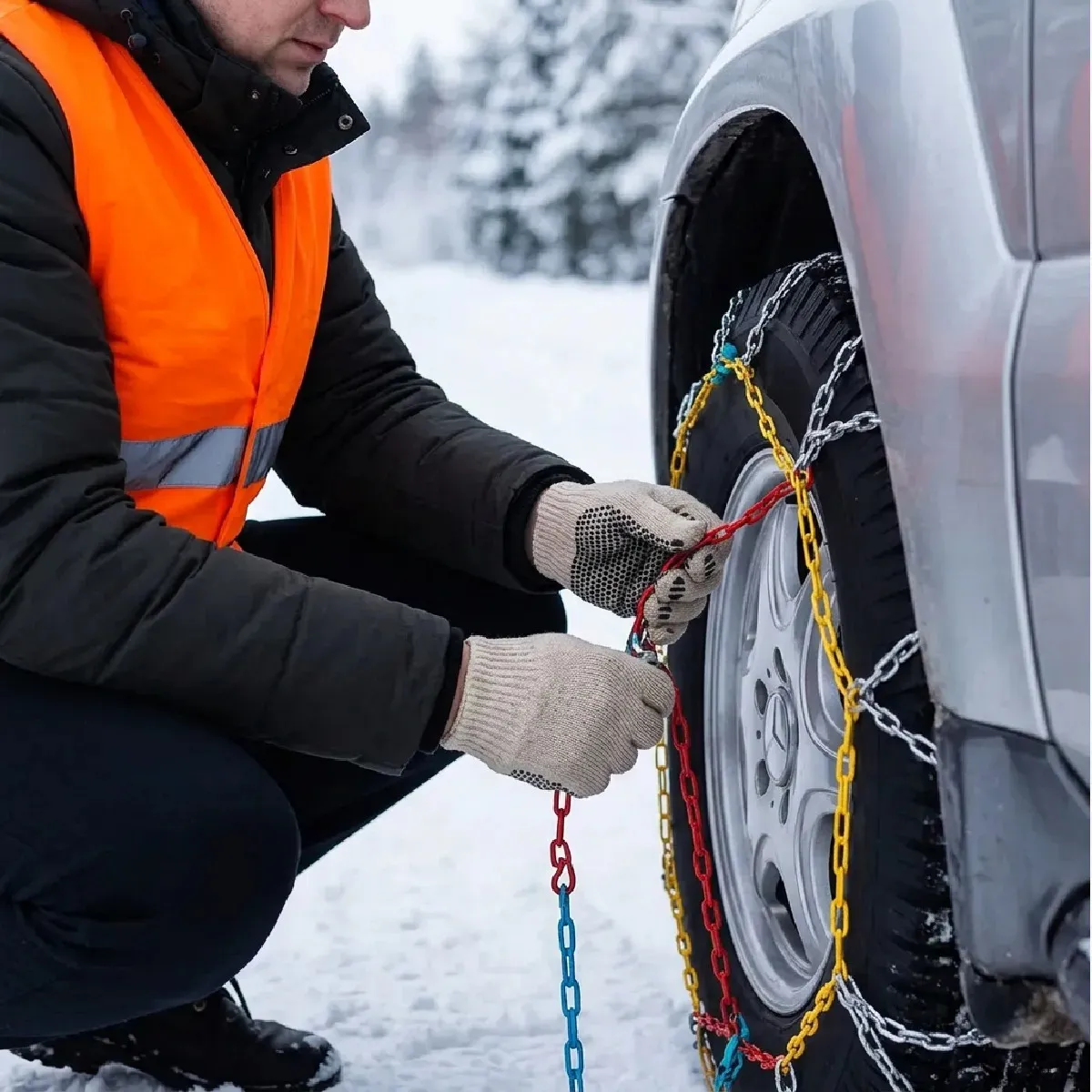 Cadenas Para Nieve De Acero Auto, Suv Y Camioneta Kit Completo Con Guantes, Chaleco, Linterna Y Todas Las Medidas