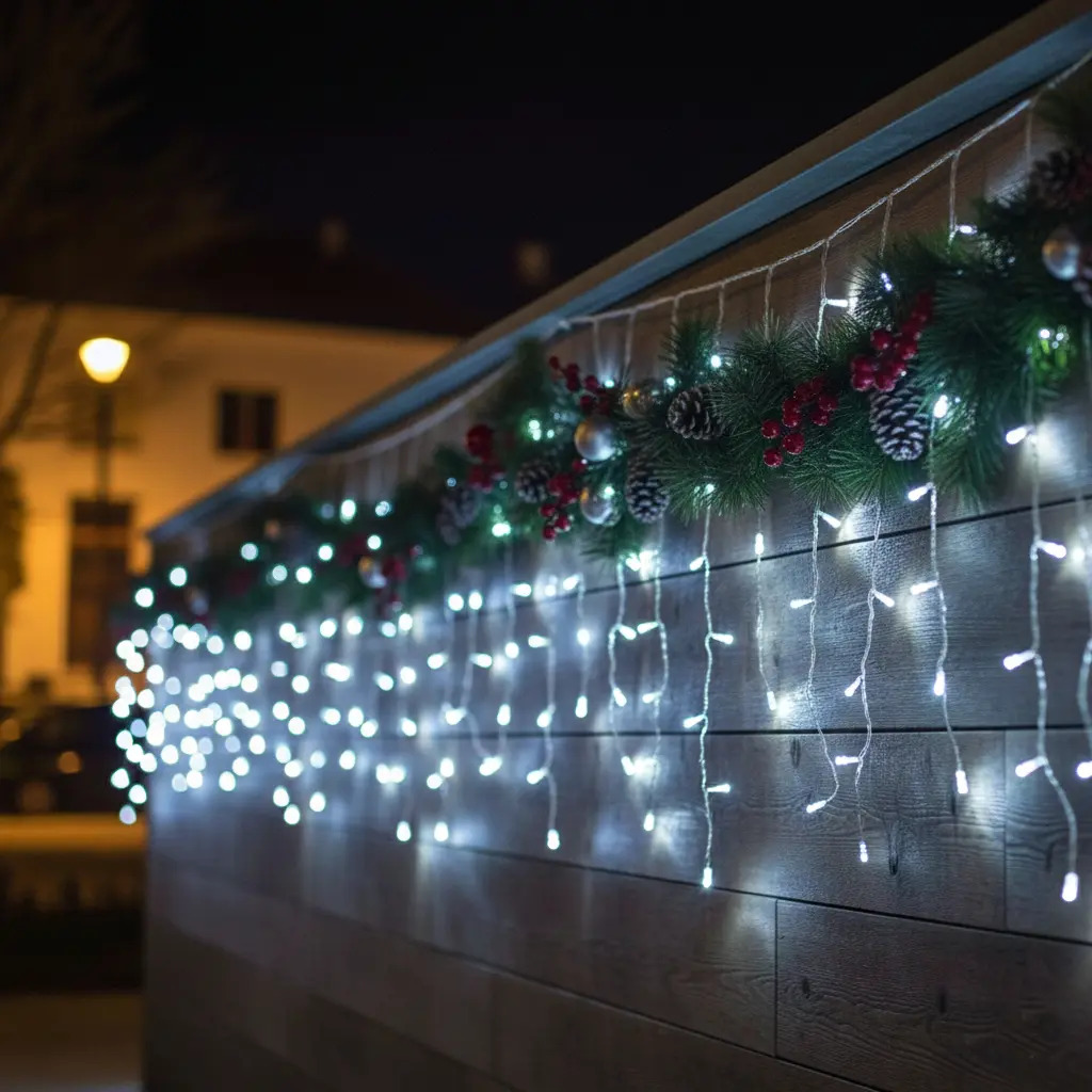 Combo Set Navideño Adornos Guirnaldas Decorativas Led Solar Trasparentes