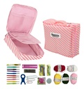 Kit Crochet Completo Con Agujas Lanas Y Estuche Portátil Rosa