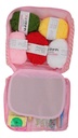 Kit Crochet Completo Con Agujas Lanas Y Estuche Portátil Rosa