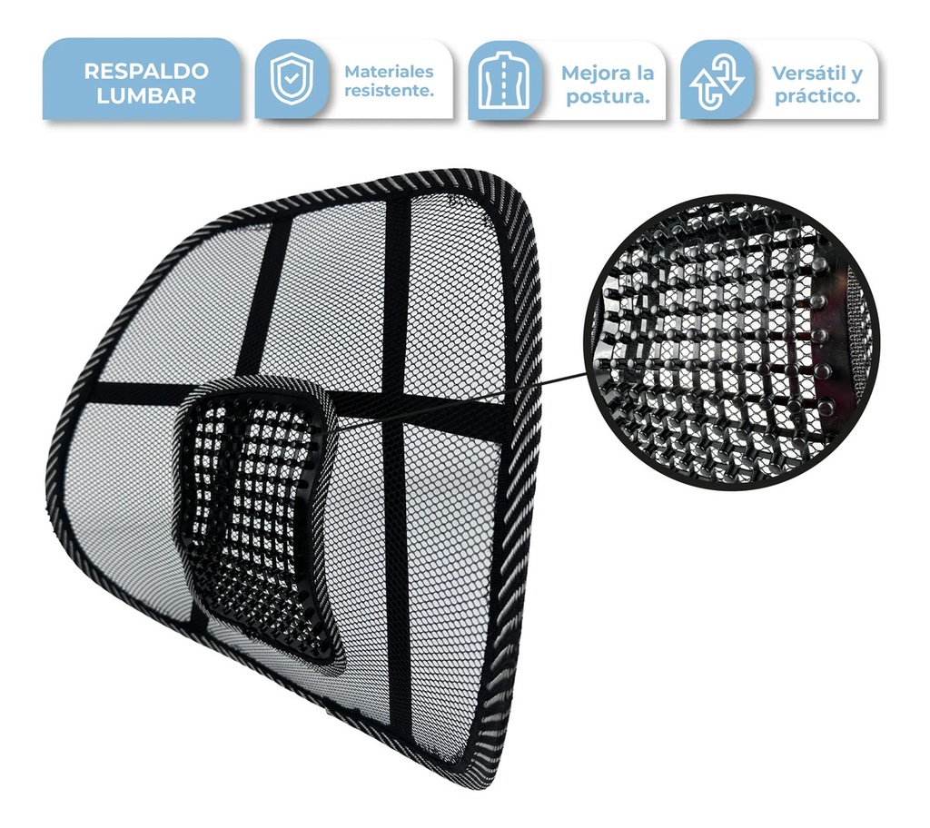 Soporte Lumbar Ergonómico Dakota Para Auto Y Oficina