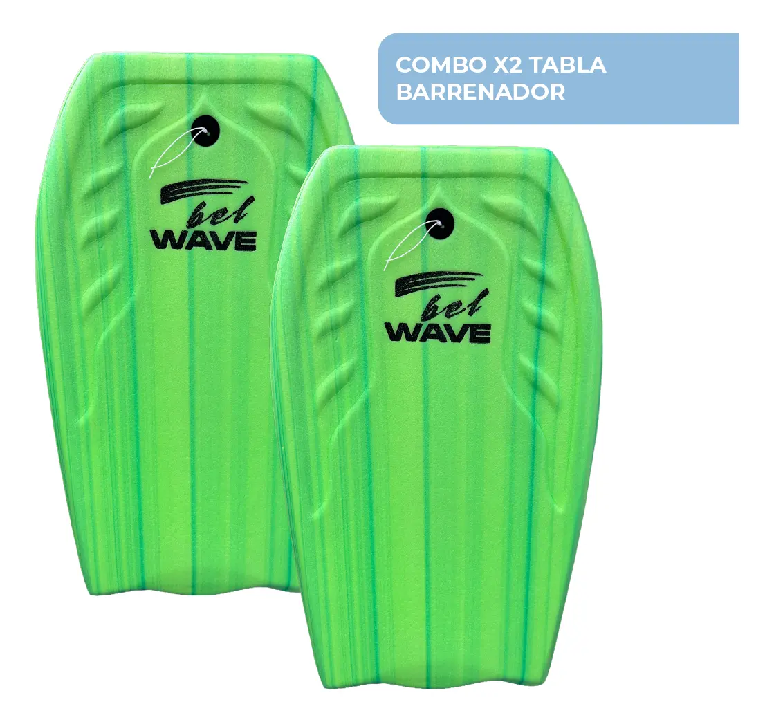 Combo X2 Tabla Barrenador Niños Bodyboard 58cm Playa Surf Bel 30000 Color Verde + Pita De Regalo Verdex2