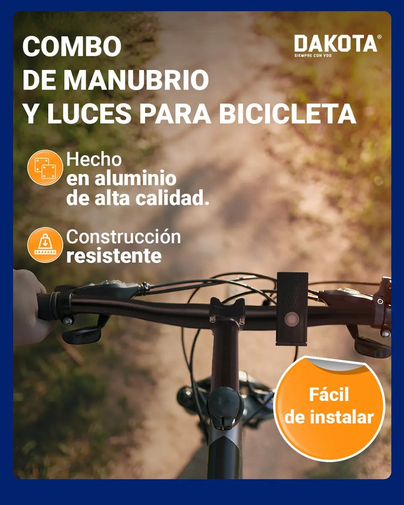 Combo Bicicleta Manubrio Incluye Stem Y Kit De Luces Delantera/trasera Dakota Color Negro