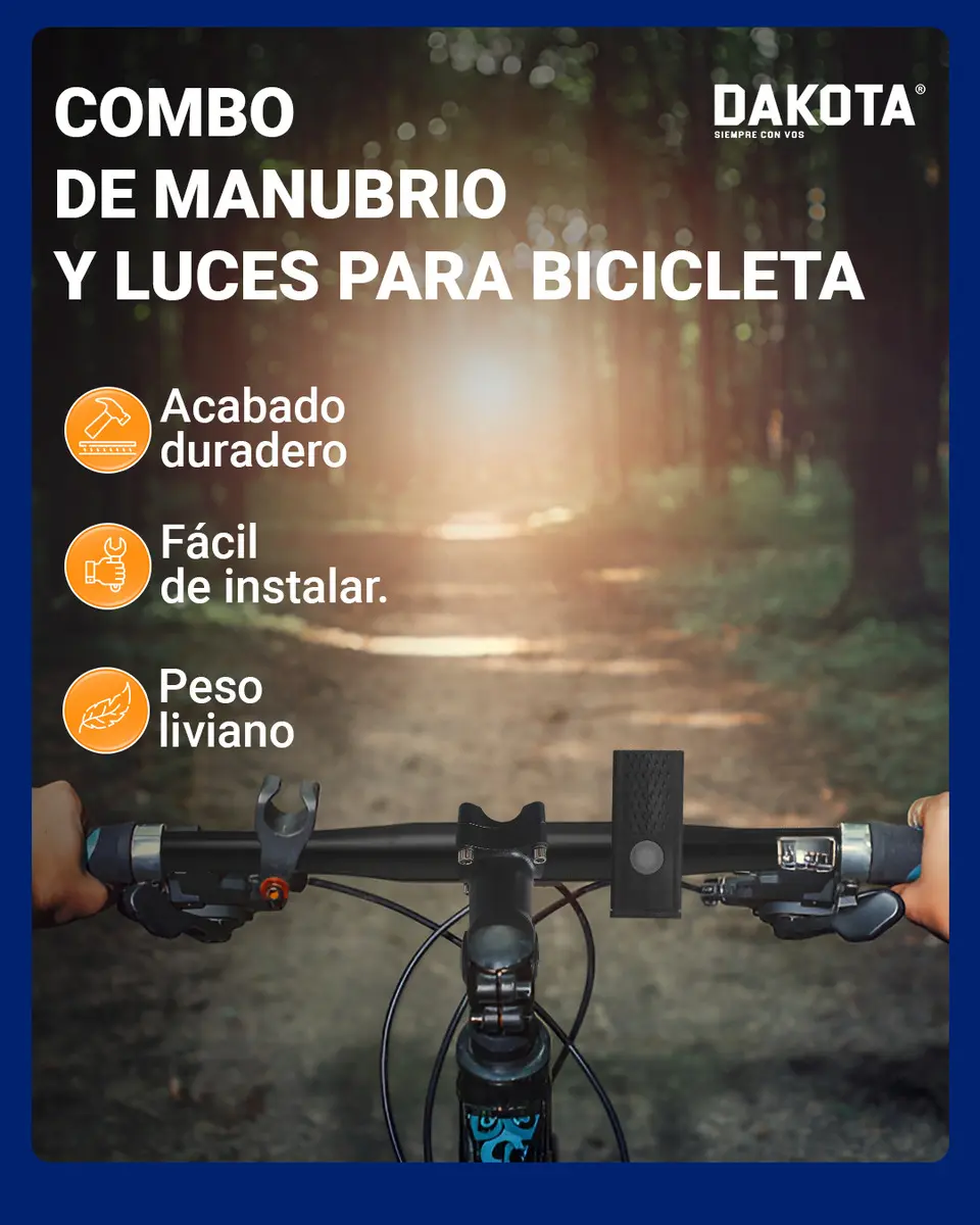 Combo Bicicleta Manubrio Incluye Stem Y Kit De Luces Delantera/trasera Dakota Color Negro
