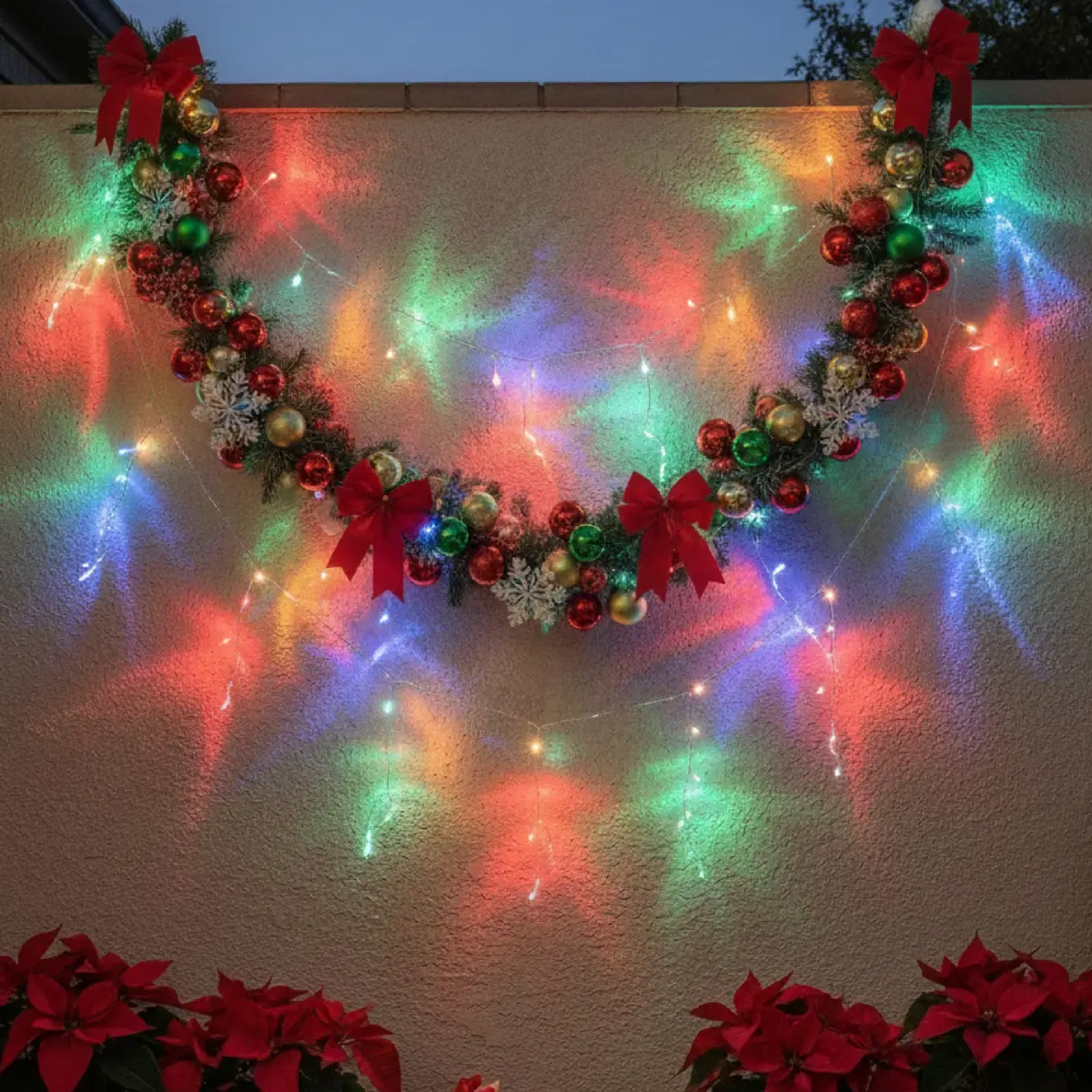 Guirnalda Decorativa 120 Luces Led 6m Inalámbrica Carga Solar Exterior E Interior Multicolor Rgb