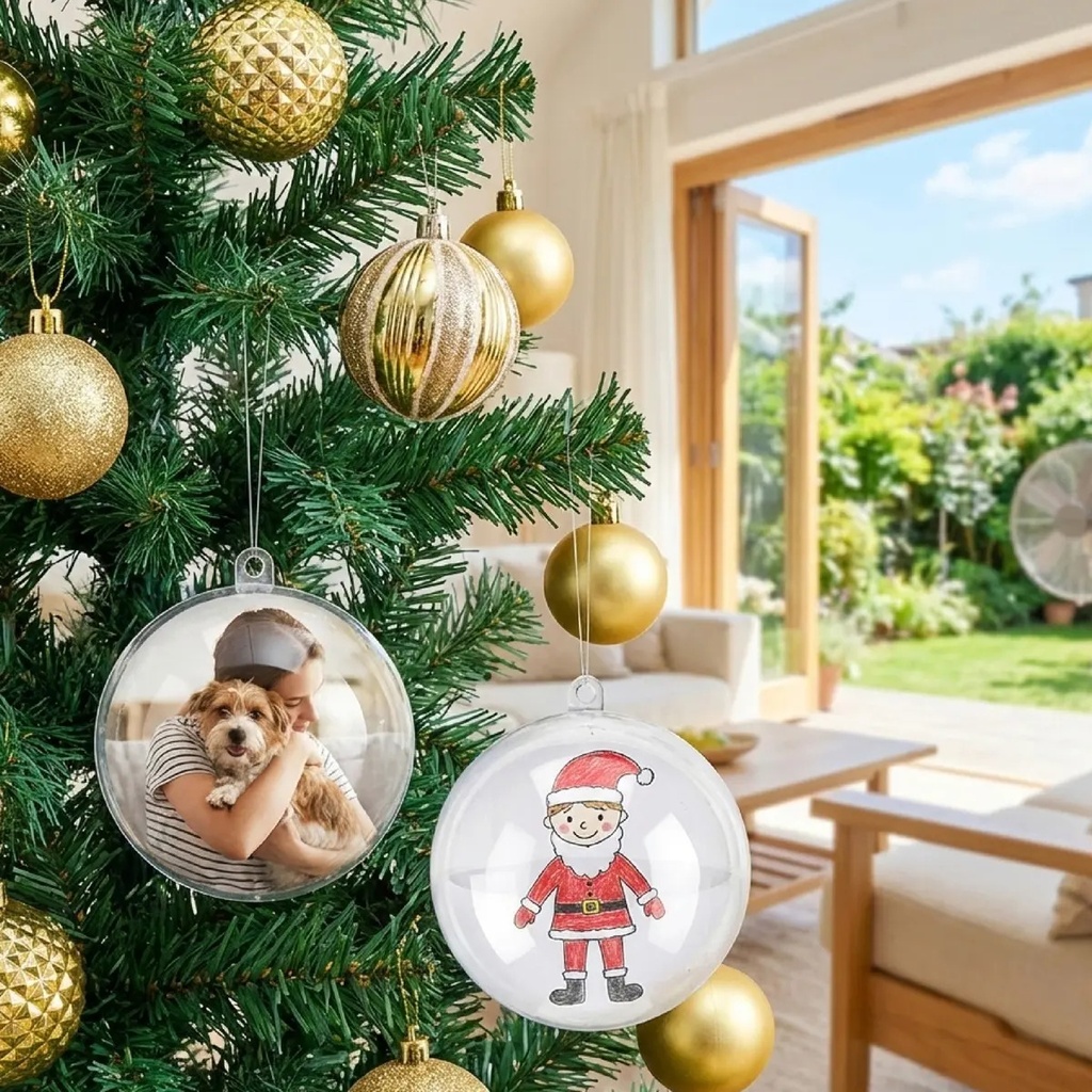 Esferas Transparentes Personalizables Encastrables Para Arbol De Navidad X 24 Unidades Trasparente