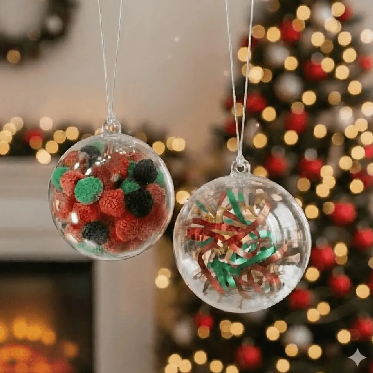 Esferas Transparentes Personalizables Encastrables Para Arbol De Navidad X 24 Unidades Trasparente