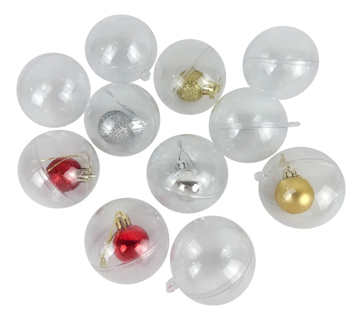 Esferas Transparentes Personalizables Encastrables Para Arbol De Navidad X 24 Unidades Trasparente