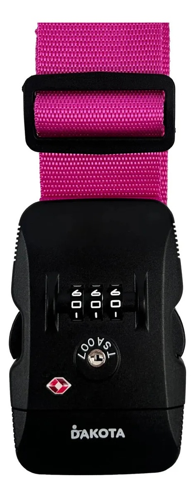Correa De Seguridad Para Valijas Con Combinación Numérica Ajustable 2 Metros Color Rosado Rosa Lisa