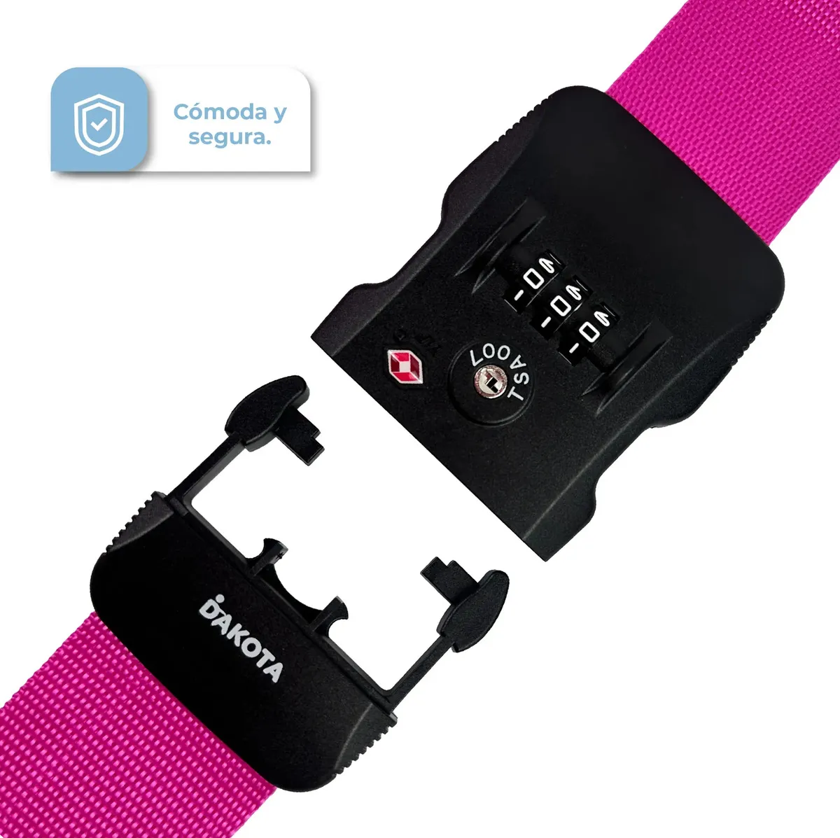 Correa De Seguridad Para Valijas Con Combinación Numérica Ajustable 2 Metros Color Rosado Rosa Lisa