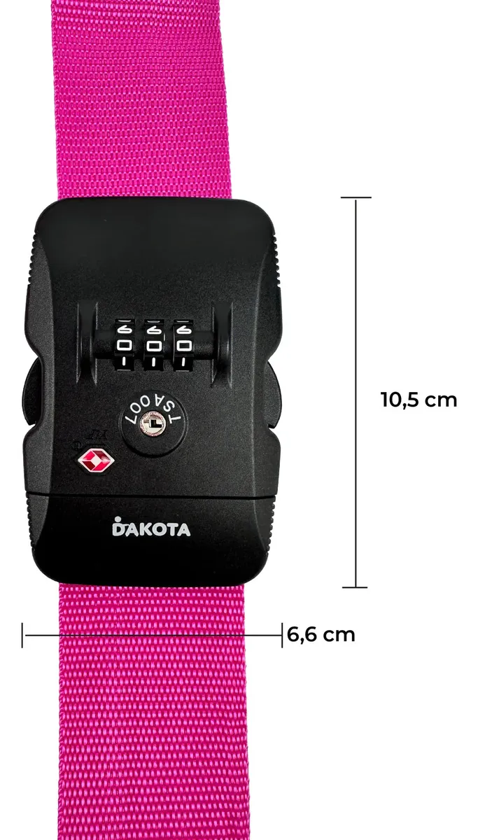 Correa De Seguridad Para Valijas Con Combinación Numérica Ajustable 2 Metros Color Rosado Rosa Lisa