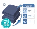 Combo 2 Juegos De Sábanas King Size Lisas Suaves Con Ajustable Y Fundas Ropa De Cama Premium Color Azul Liso