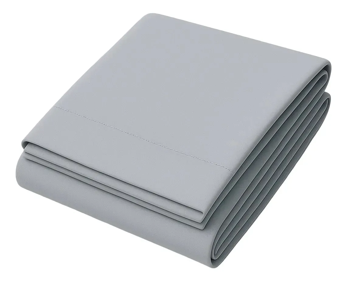 Combo 2 Juegos De Sábanas King Size Lisas Suaves Con Ajustable Y Fundas Ropa De Cama Premium En Color Gris Liso