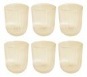 Set X6 Vasos De Vidrio Trasparentes Dakota Con Líneas Premium Color Dorado