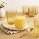 Set X6 Vasos De Vidrio Trasparentes Dakota Con Líneas Premium Color Dorado