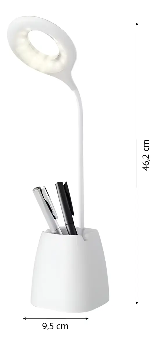 Lampara Velador Led Dakota Mesa Escritorio Flexible Dimerizable Táctil Recargable Lapicero Blanco