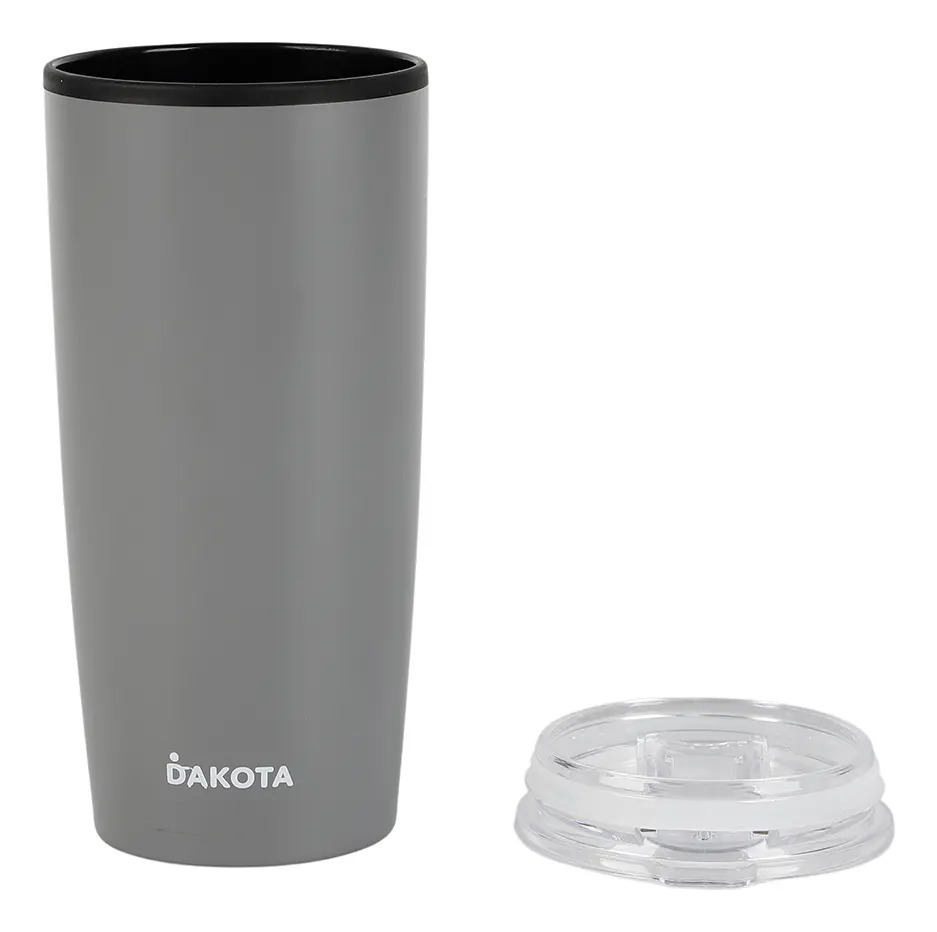 Vaso Térmico 400ml Dakota Plástico Con Tapa Frio Calor Color Gris Oscuro Liso