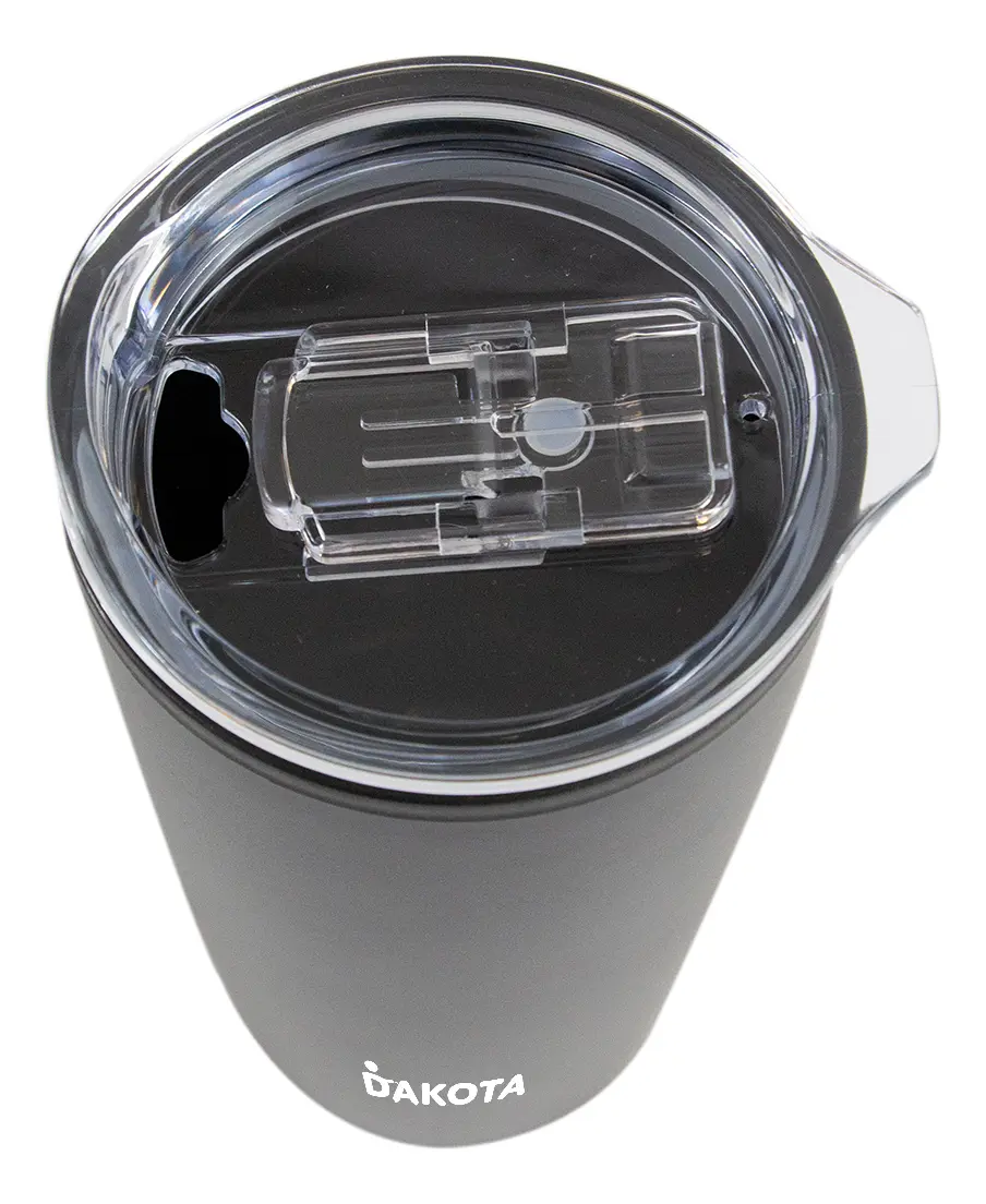 Vaso Térmico 400ml Dakota Plástico Con Tapa Frio Calor Color Gris Oscuro Liso