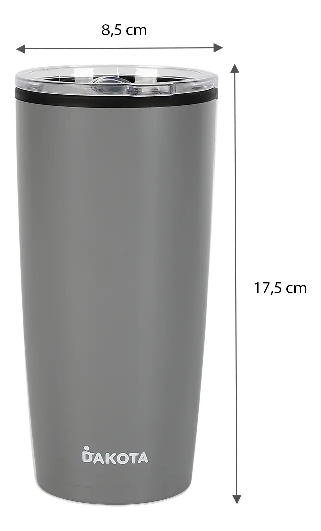 Vaso Térmico 400ml Dakota Plástico Con Tapa Frio Calor Color Gris Oscuro Liso