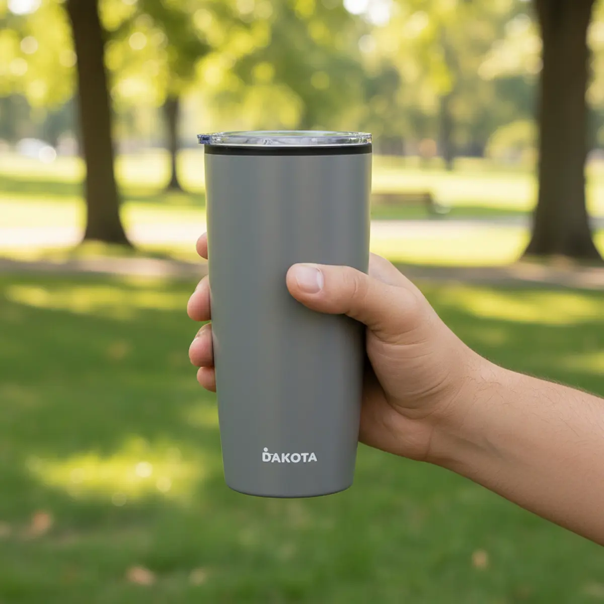 Vaso Térmico 400ml Dakota Plástico Con Tapa Frio Calor Color Gris Oscuro Liso
