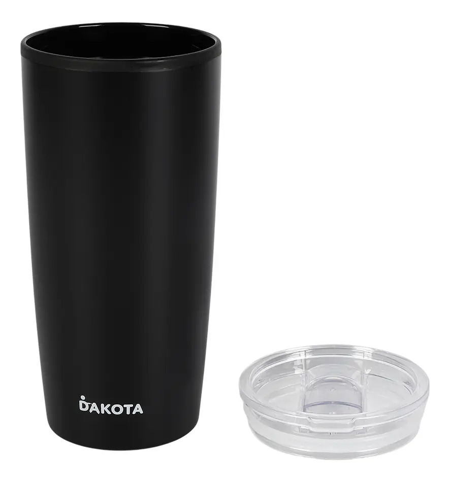 Vaso Térmico 400ml Dakota Acero + Plástico Con Tapa Frio Calor Color Negro Liso