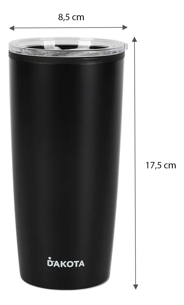 Vaso Térmico 400ml Dakota Acero + Plástico Con Tapa Frio Calor Color Negro Liso