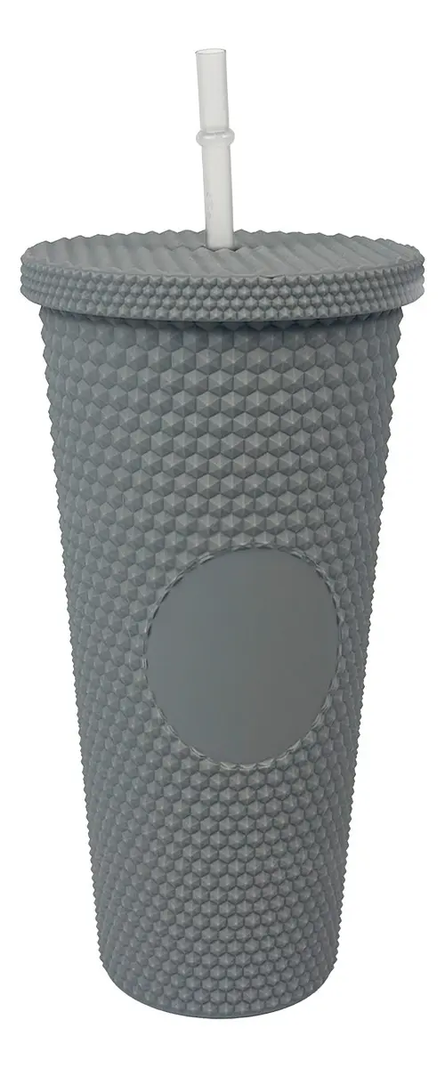 Combo 2 Vasos Térmicos Dakota 650ml Acero Inoxidable Engomado Con Bombilla  Gris Oscuro Gris Oscurox2 Liso