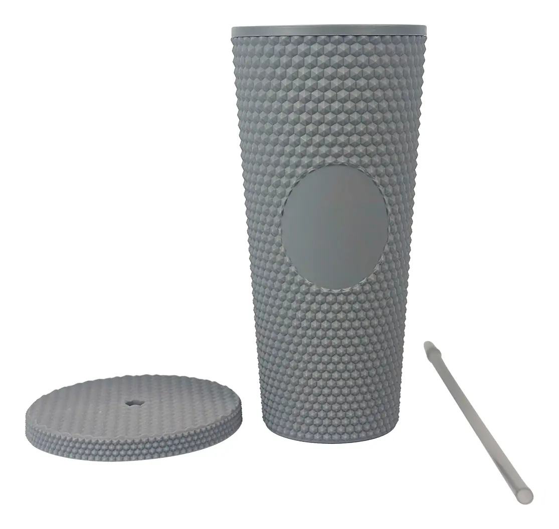 Combo 2 Vasos Térmicos Dakota 650ml Acero Inoxidable Engomado Con Bombilla  Gris Oscuro Gris Oscurox2 Liso