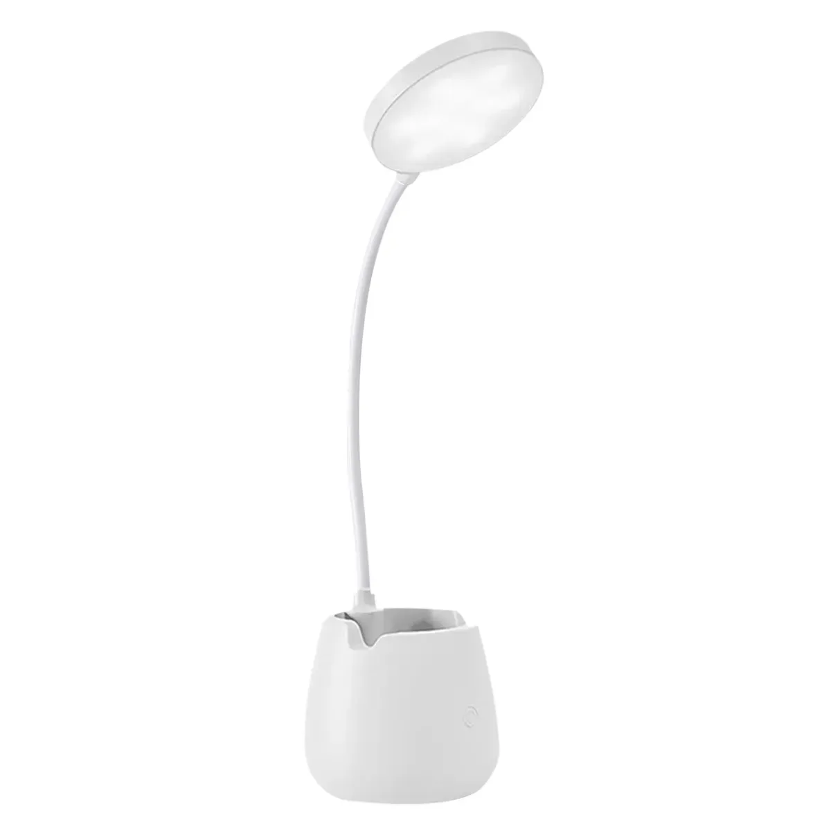 Combo X2 Lámpara Led Recargable Flexible Dakota Con Porta Lapiceros Y Soporte Para Celular, Velador De Escritorio Blanco